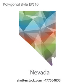 Nevada state map in geometric polygonal,mosaic style.Abstract gems triangle,modern design background. Vector illustration EPS10