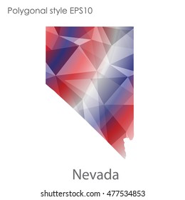 Nevada state map in geometric polygonal,mosaic style.Abstract gems triangle,modern design background. Vector illustration EPS10