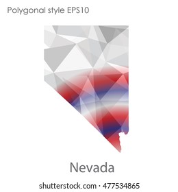 Nevada state map in geometric polygonal,mosaic style.Abstract gems triangle,modern design background. Vector illustration EPS10