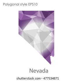 Nevada state map in geometric polygonal,mosaic style.Abstract gems triangle,modern design background. Vector illustration EPS10