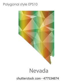 Nevada state map in geometric polygonal,mosaic style.Abstract gems triangle,modern design background. Vector illustration EPS10