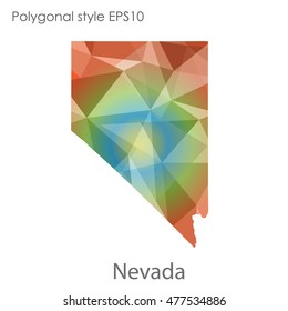 Nevada state map in geometric polygonal,mosaic style.Abstract gems triangle,modern design background. Vector illustration EPS10