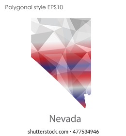 Nevada state map in geometric polygonal,mosaic style.Abstract gems triangle,modern design background. Vector illustration EPS10