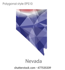 Nevada state map in geometric polygonal,mosaic style.Abstract gems triangle,modern design background. Vector illustration EPS10