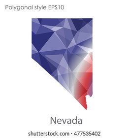 Nevada state map in geometric polygonal,mosaic style.Abstract gems triangle,modern design background. Vector illustration EPS10