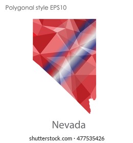 Nevada state map in geometric polygonal,mosaic style.Abstract gems triangle,modern design background. Vector illustration EPS10