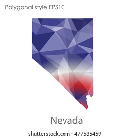 Nevada state map in geometric polygonal,mosaic style.Abstract gems triangle,modern design background. Vector illustration EPS10