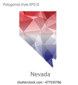 Nevada state map in geometric polygonal,mosaic style.Abstract gems triangle,modern design background. Vector illustration EPS10