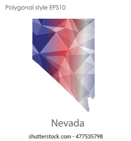 Nevada state map in geometric polygonal,mosaic style.Abstract gems triangle,modern design background. Vector illustration EPS10