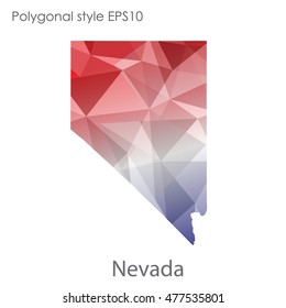 Nevada state map in geometric polygonal,mosaic style.Abstract gems triangle,modern design background. Vector illustration EPS10