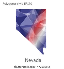 Nevada state map in geometric polygonal,mosaic style.Abstract gems triangle,modern design background. Vector illustration EPS10