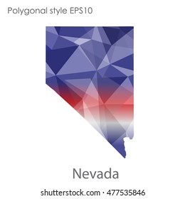 Nevada state map in geometric polygonal,mosaic style.Abstract gems triangle,modern design background. Vector illustration EPS10