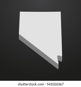 Nevada State map in gray on a black background 3d