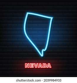 Nevada state map outline neon icon. Vector illustration.