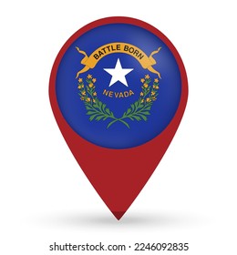 Nevada state map pointer with shadow on white background. Vector illustration.