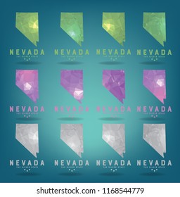 Nevada State Map Polygonal Geometry wtih Nickname The Silver State, Vector EPS 10.