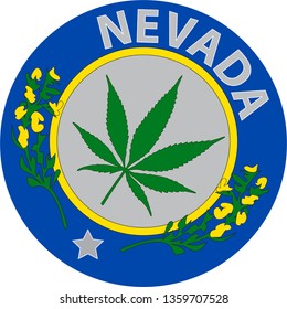 Nevada State Marijuana Logo, Rubber Round Stamp, Badge, Icon, Weed, Cannabis