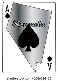 A Nevada state outline with an ace of spades isolated on a white background 