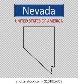 Nevada state outline map, United States of America line icon, map borders of the USA Nevada state.