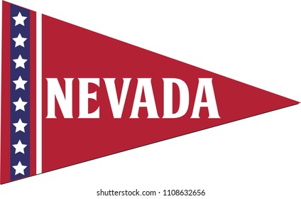 Nevada State Pennant, Vector Triangle Flag, Red, White, Blue United States Vector