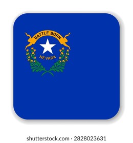 Nevada state rounded square flag. Part of The United States of America. Clean design for print, web, or educational use. Vector illustration with dropped shadow on white background.