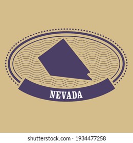 Nevada state stamp with map silhouette, vector 