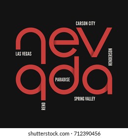 Nevada state. T-shirt and apparel vector design, print, typography, poster emblem