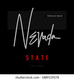 Nevada state typography graphic design, for t-shirt prints, vector illustration
