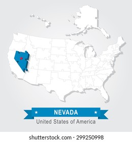 Nevada state. USA administrative map.
