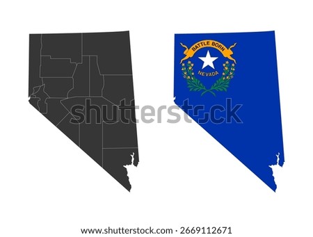 Nevada state of USA. Nevada flag and territory. States of America territory on white background. Separate states. Vector 