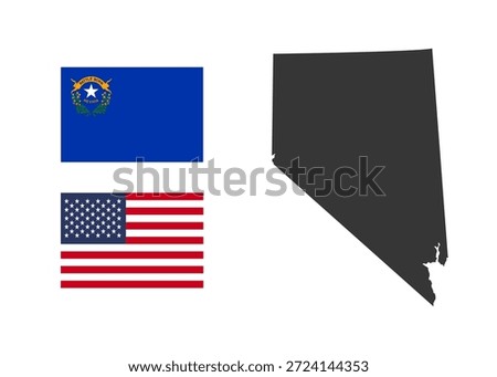 Nevada state of USA. Nevada flag and territory. States of America territory on white background. Separate states. Vector 