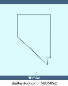 Nevada state of USA map vector outline illustration in blue background