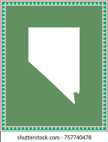 Nevada state of USA map vector outline illustration in green background with creative frame design