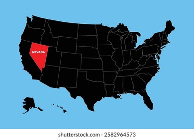 Nevada State, USA, vector map isolated on United states map. Editable blank vector map of USA.