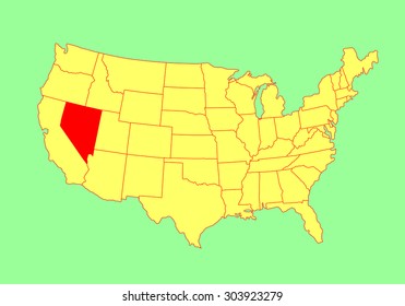 Nevada State, USA, vector map isolated on United states map. Editable blank vector map of USA.