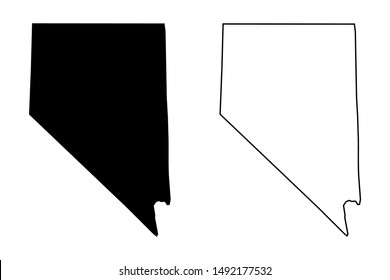 Nevada state vector map - Nevada US State solid black and outline vector map isolated on white background