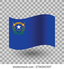 Nevada state wavy flag isolated transparent background