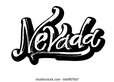 Nevada. Sticker. Modern Calligraphy Hand Lettering for Serigraphy PrintLas Vegas.