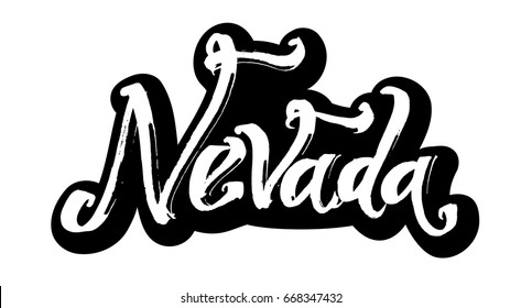 Nevada. Sticker. Modern Calligraphy Hand Lettering for Silk Screen Printing