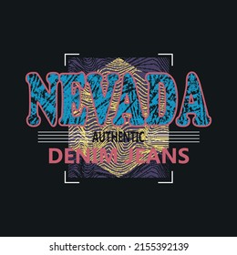 nevada style urban Premium Vector illustration of a text graphic. suitable screen printing and DTF for the design boy outfit of t-shirts print, shirts, hoodies baba suit, kids cottons, etc.