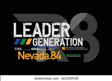 Nevada stylish typography slogan for t-shirt. Abstract design with the line and grunge style. The Silver State. Vector print, typography, poster. Global swatches.