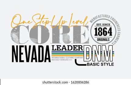 Nevada stylish typography slogan for t-shirt. Leader Generation. Abstract design with the line and grunge style. The Silver State. Vector print, typography, poster. Global swatches.