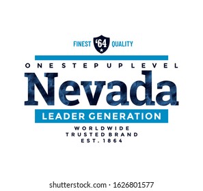 Nevada stylish typography slogan for t-shirt. Leader Generation. Abstract design with the grunge and denim  style. Vector print, typography, poster. Global swatches.