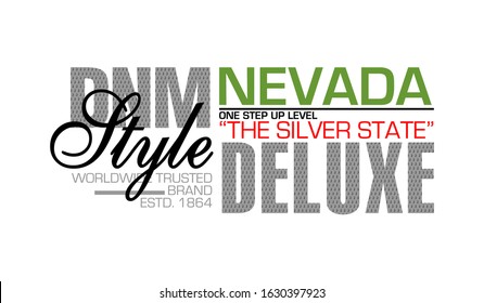 Nevada stylish typography slogan for t-shirt. Leader Generation. Abstract design with the grunge and denim  style. Vector print, typography, poster. Global swatches.