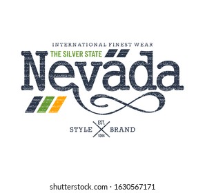 Nevada stylish typography slogan for t-shirt. Leader Generation. Abstract design with the grunge and denim  style. Vector print, typography, poster. Global swatches.