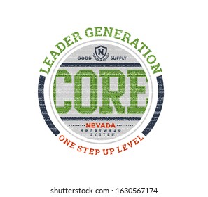 Nevada stylish typography slogan for t-shirt. Leader Generation. Abstract design with the grunge and denim  style. Vector print, typography, poster. Global swatches.