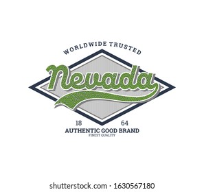 Nevada stylish typography slogan for t-shirt. Leader Generation. Abstract design with the grunge and denim  style. Vector print, typography, poster. Global swatches.