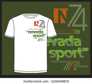 Nevada stylish typography slogan for t-shirt. Leader Generation. Abstract design with the grunge and denim  style. Vector print, typography, poster. Global swatches.