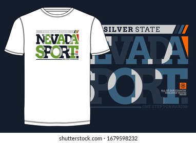 Nevada stylish typography slogan for t-shirt. The Silver State. Abstract design with the grunge and denim  style. Vector print, typography, poster. Global swatches.