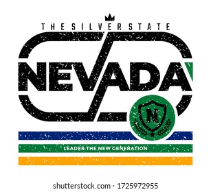 Nevada stylish typography slogan for t-shirt. Leader The New Generation. Abstract design with the grunge and the lines style. Vector print, typography, poster. Global swatches.